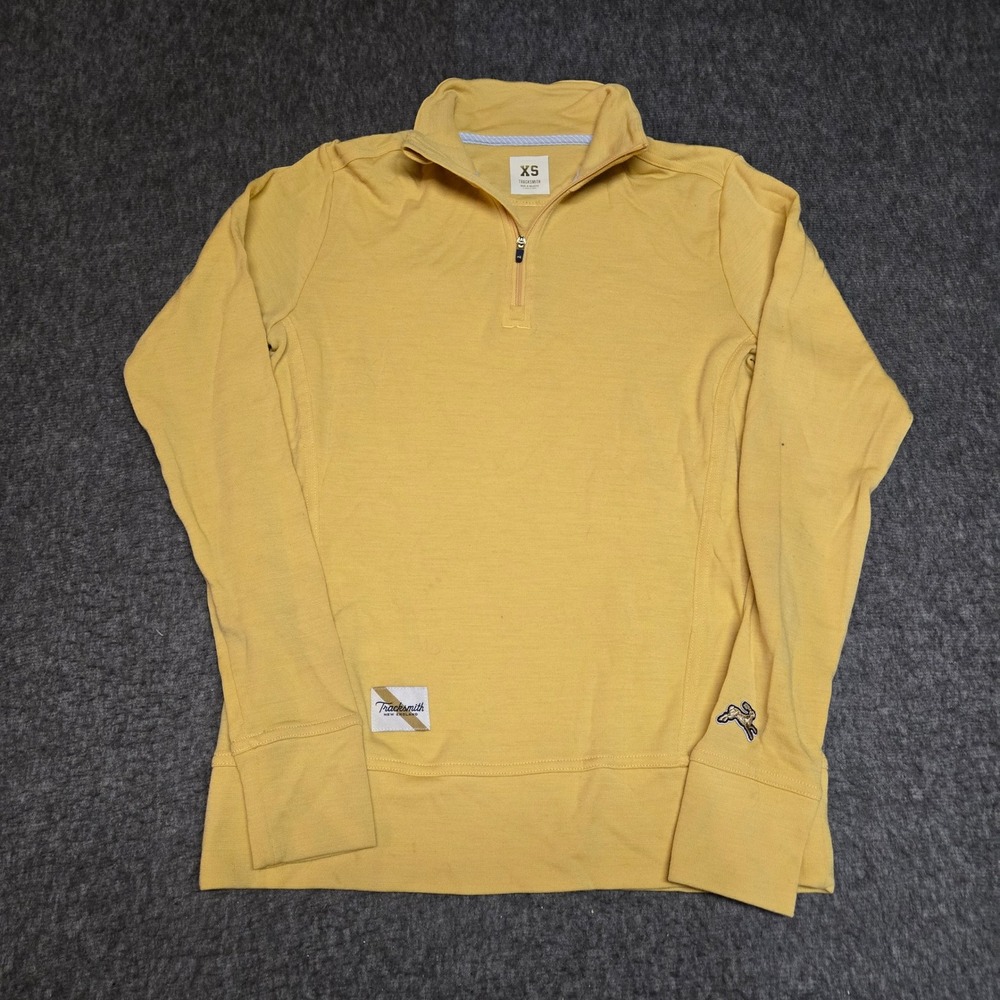 Tracksmith Women's XS Downeaster Quarter Zip Gold Merino Wool Running Pullover